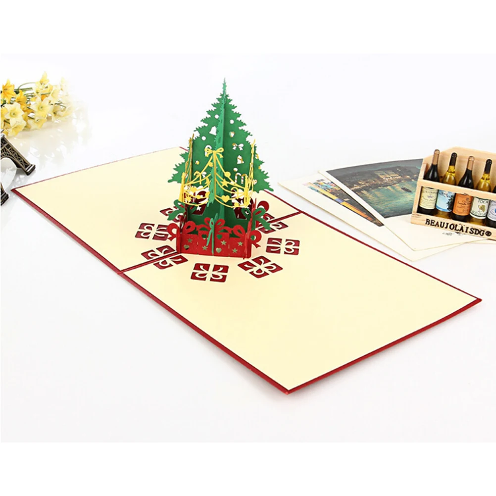 

5pcs Greething Pop Greeting Up Cards Christmas Decorations 15x15x3cm Specialty Paper Handmade Christmas Greeting Cards Gifts