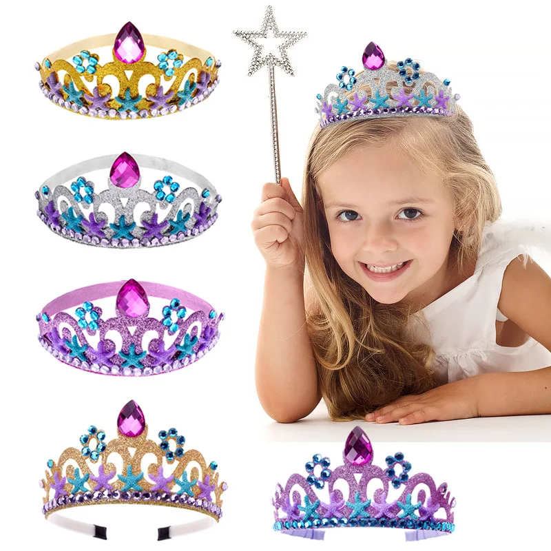 

Mermaid Series Theme Party Children's Crown Birthday Crown Birthday Party Supplies Mermaid Props Decoration Headdress