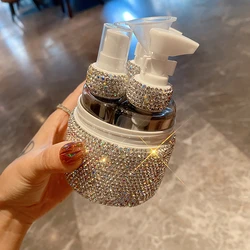 Sprays Lotions Refillable Box with Rhinestones Plastic Container Jar Travel Cosmetic Toner Shampoo Shower Gel Empty Makeup Case