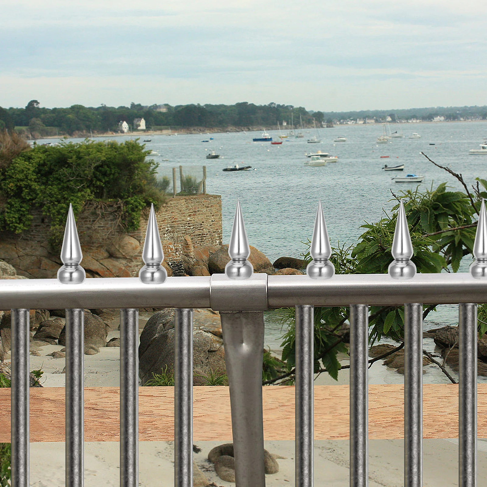 

4pcs Stainless Steel Finials Conical Design 25Mm Square Tubes Outdoor Garden Yard Fence Topper Iron Picket Fence