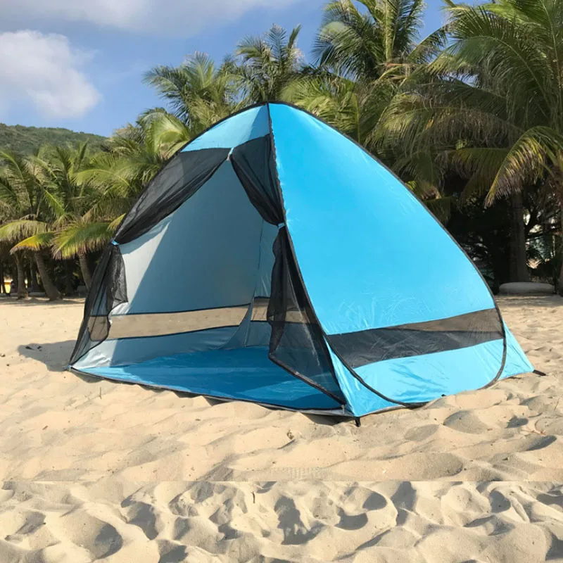 Pop Up Quick Open Beach Tent 1-2persons Anti-mosquito UV Protection Automatical Outdoor Camping Portable Sunshade Mesh Curtain