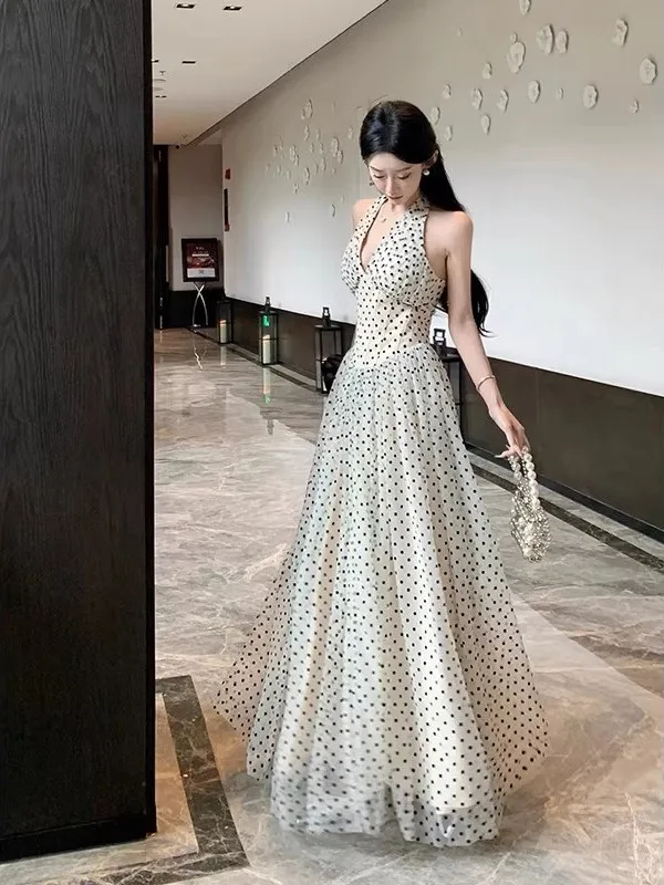 

Новое летнее макси-платье Ele V-Ne с цветочным принтом, красивое длинное повседневное платье с завышенной талией во французском стиле