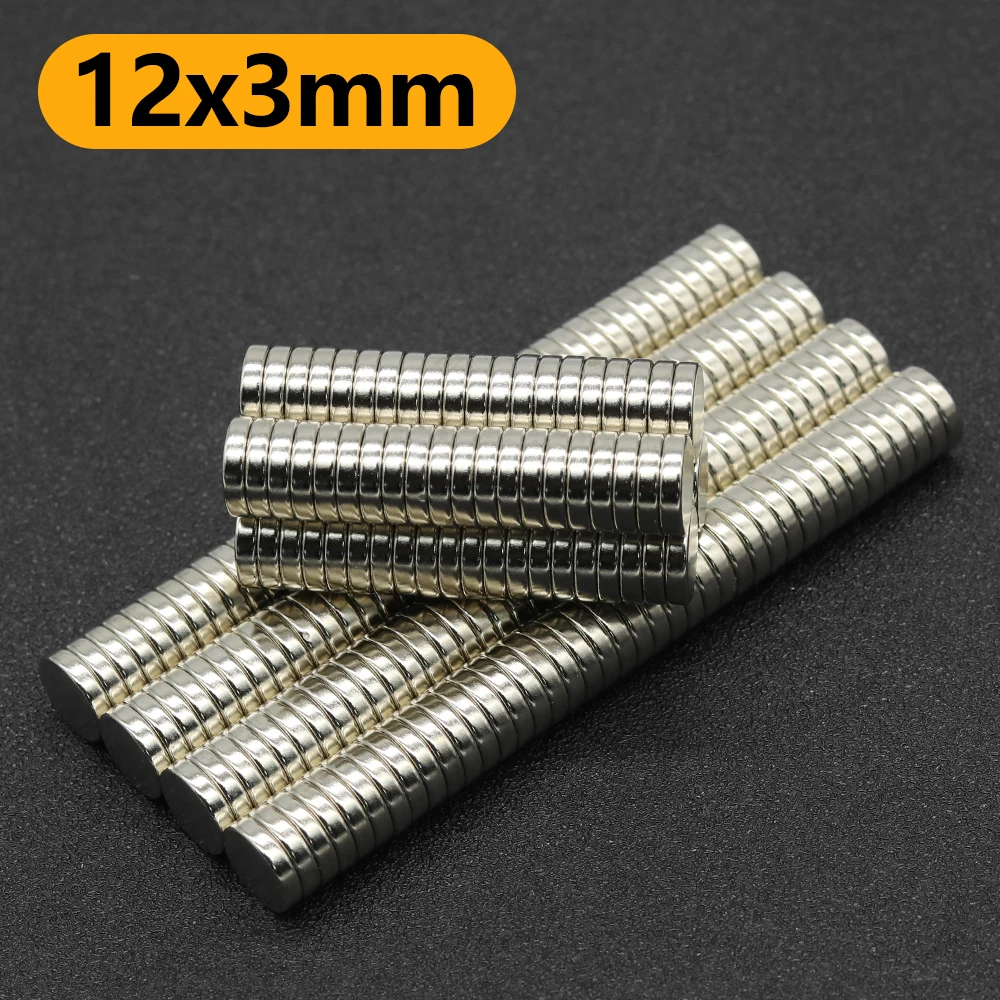12x3mm N35 NdFeB Round Neodymium Magnet Super Strong Permanent Powerful Magnets Refrigerator DIY Craft Multi‑Purpose Magnetic