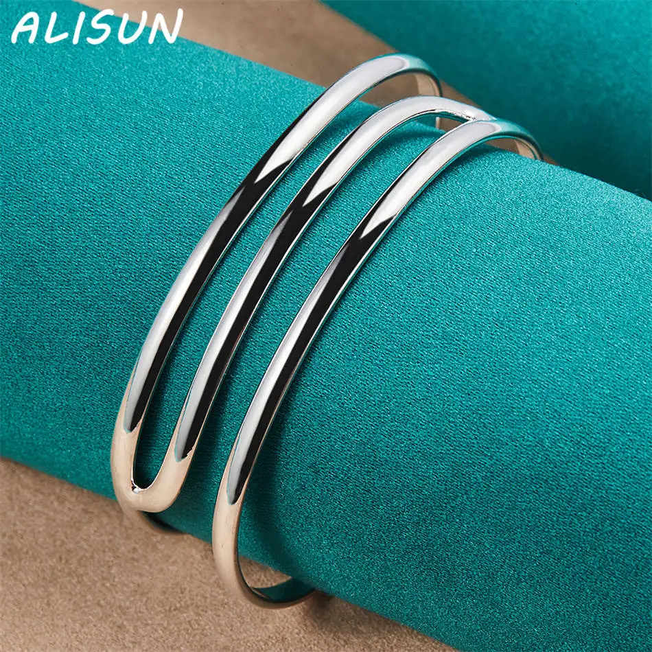 ALISUN 925 فضة تصميم خط مفتوح الإسورة للنساء هدايا الإبداع الشارع كل مباراة الحفلات والارتداء اليومي