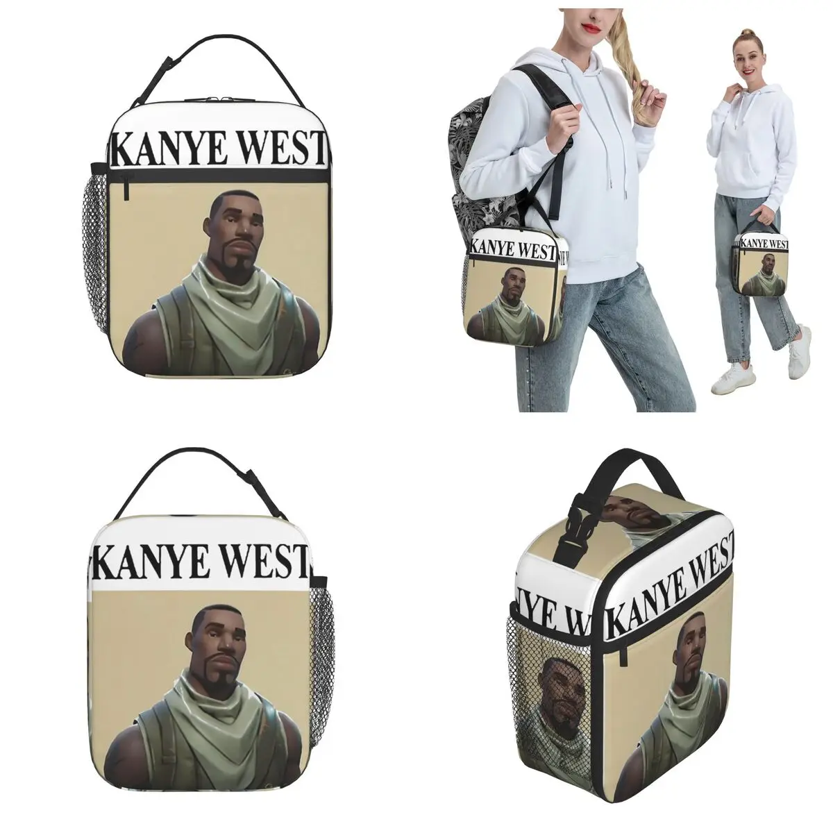 Lunch Boxes Funny Kanye West Meme Accessories Hip Hop Rap Style Food Box Causal Thermal Cooler Lunch Box For School