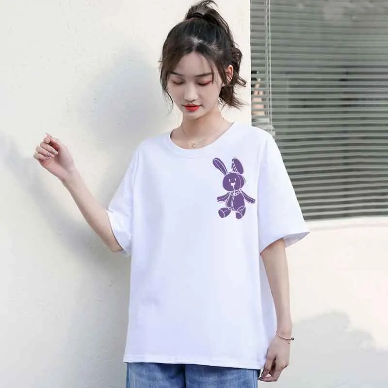 

Cute Rabbit purple rabbit everything casual ladies T-shirt, classic fashion, exclusive boutique