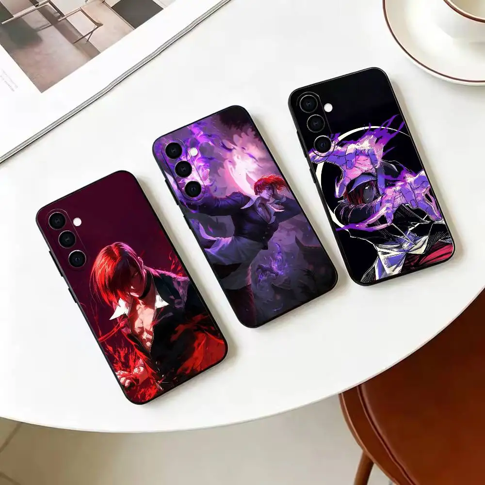 Purple flame-I-Iori Y-Yagami Soft Silicone phone Case for Samsung Galaxy A73//A72/A70/A53/A52/A51 - Black