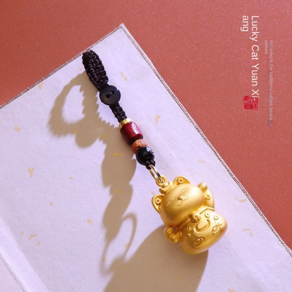 

Sweet Cartoon Maneki Neko Key Chain Zinc Alloy Gold Color Cat Keychain Japanese Style Bag Ornaments Cat Bag Pendant Female