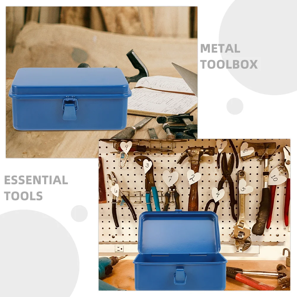 2pcs Metal Tool Box Heavy Duty Iron Sheet Large Capacity Portable For Car Multi Layer Storage Case Durable