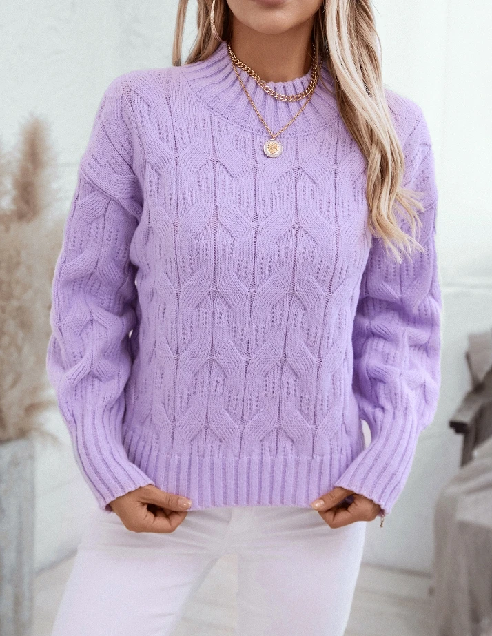 Women's Winter Sweaters Y2K Knitwear Half High Neck Fried Dough Twists Texture Knitting Loose Pullover Women's Knitting Pullover