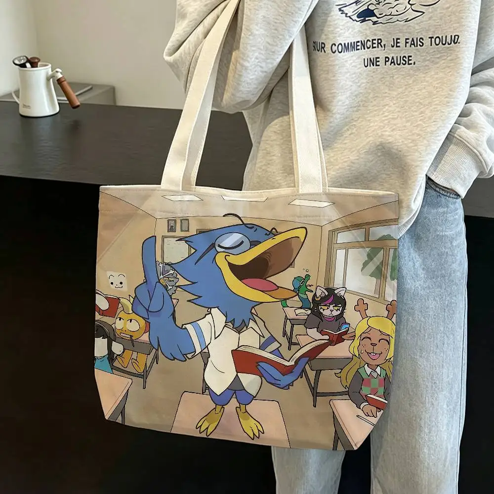 B-Berdly GAME D-Deltarune Cotton Polyester Zipper Tote Bag Large Capacity Shoulder Shopping Handbag 3