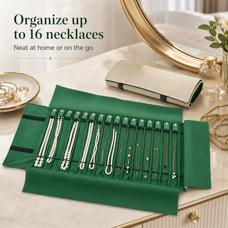 4 Farben Neue Halsketten-Aufbewahrungstasche aus PU-Samt, Schmuck-Organizer-Beutel für Reisen und Ausstellungen, Schmuck-Requisiten-Display