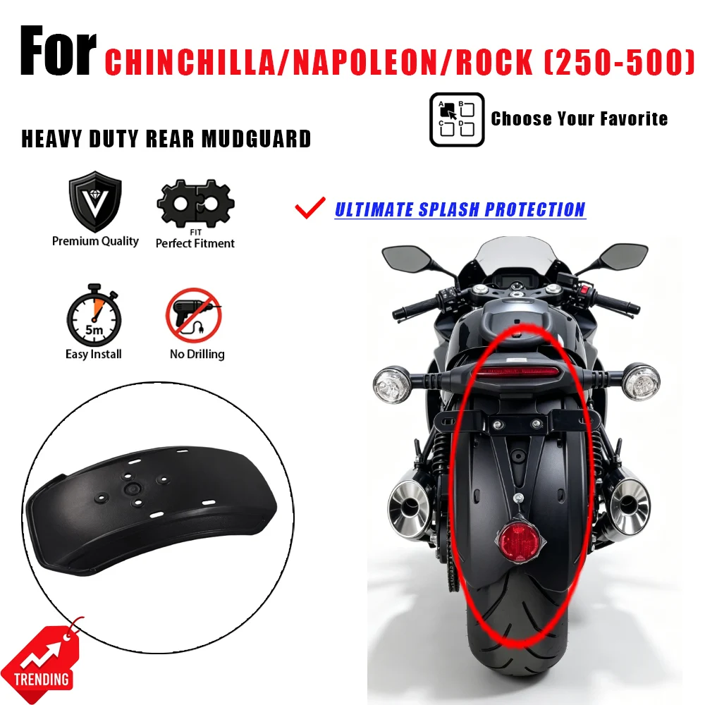 For Benda Chinchilla Napoleon Rock 250 350 450 500 Heavy Duty Rear Mudguard Anti-Splash Splash Guard Guardabarros Trasero Moto