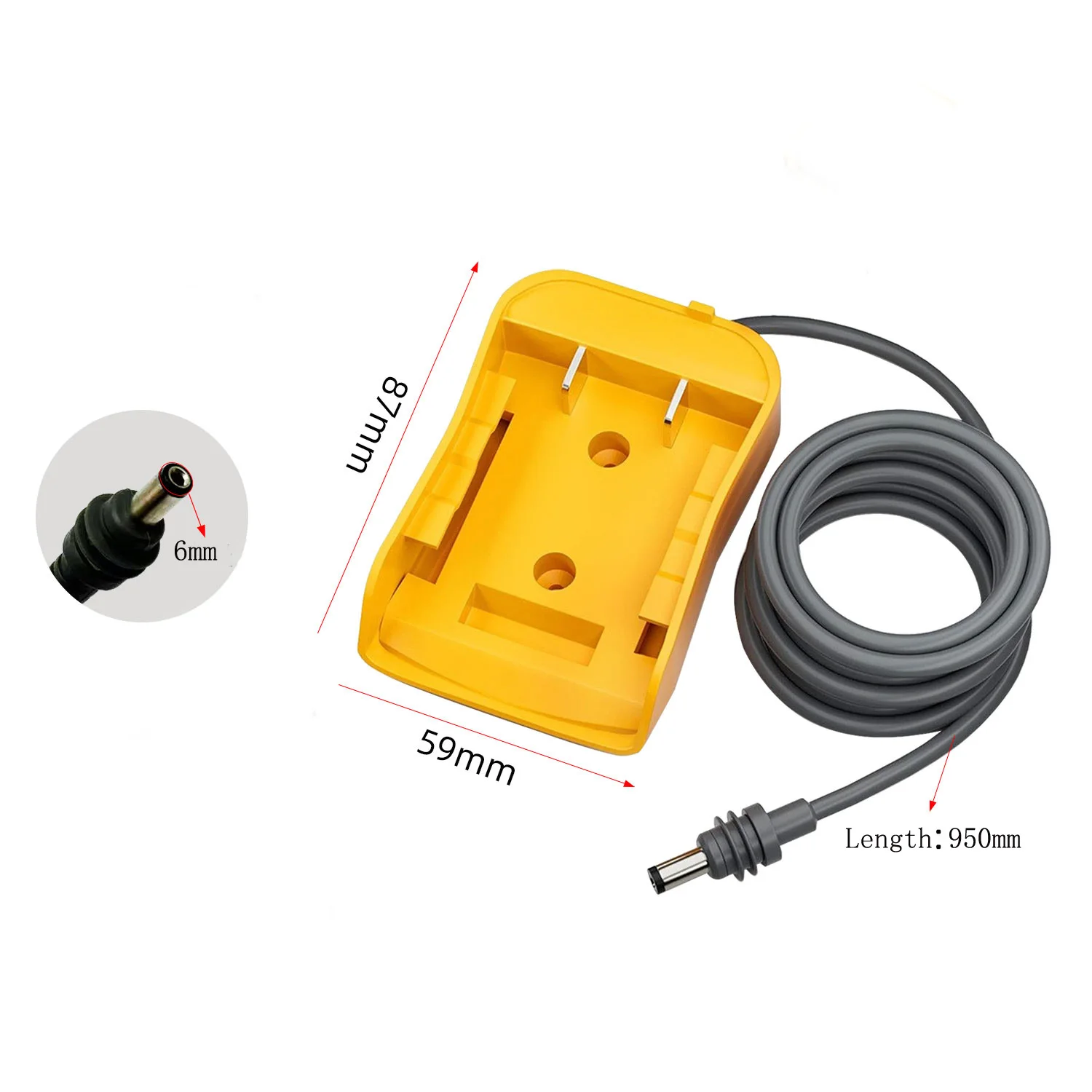 DCB203 Battery Adapter Battery Adapter Connector Lightweight 75g Design High-quality Plastic Battery Adapter Yellow
