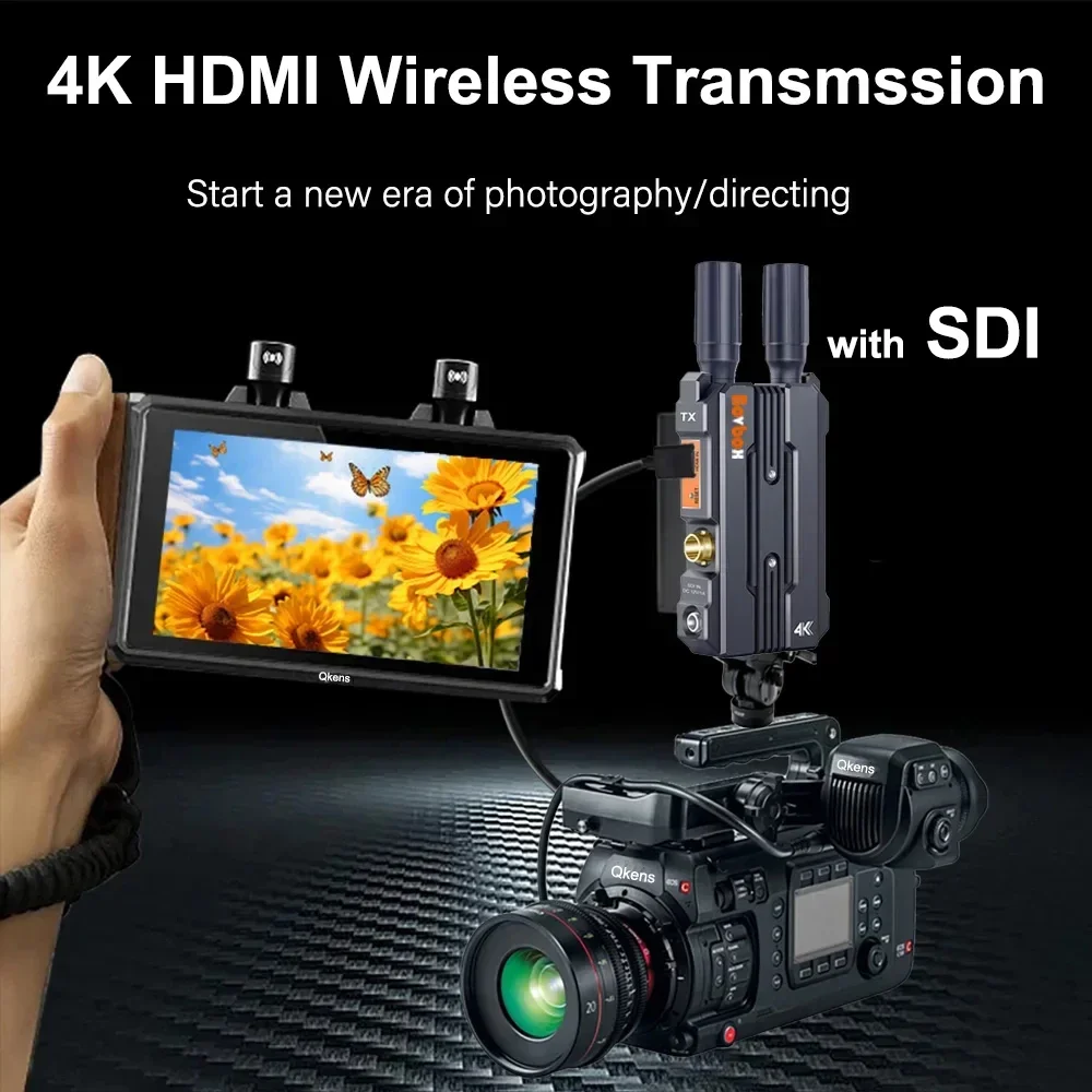 200 متر 4K لاسلكي HDMI جهاز ريسيفر استقبال وإرسال 1080p60 اللاسلكية SDI موسع عرض الفيديو محول 1 إلى 4 دعم بطارية الكاميرا 5G #2
