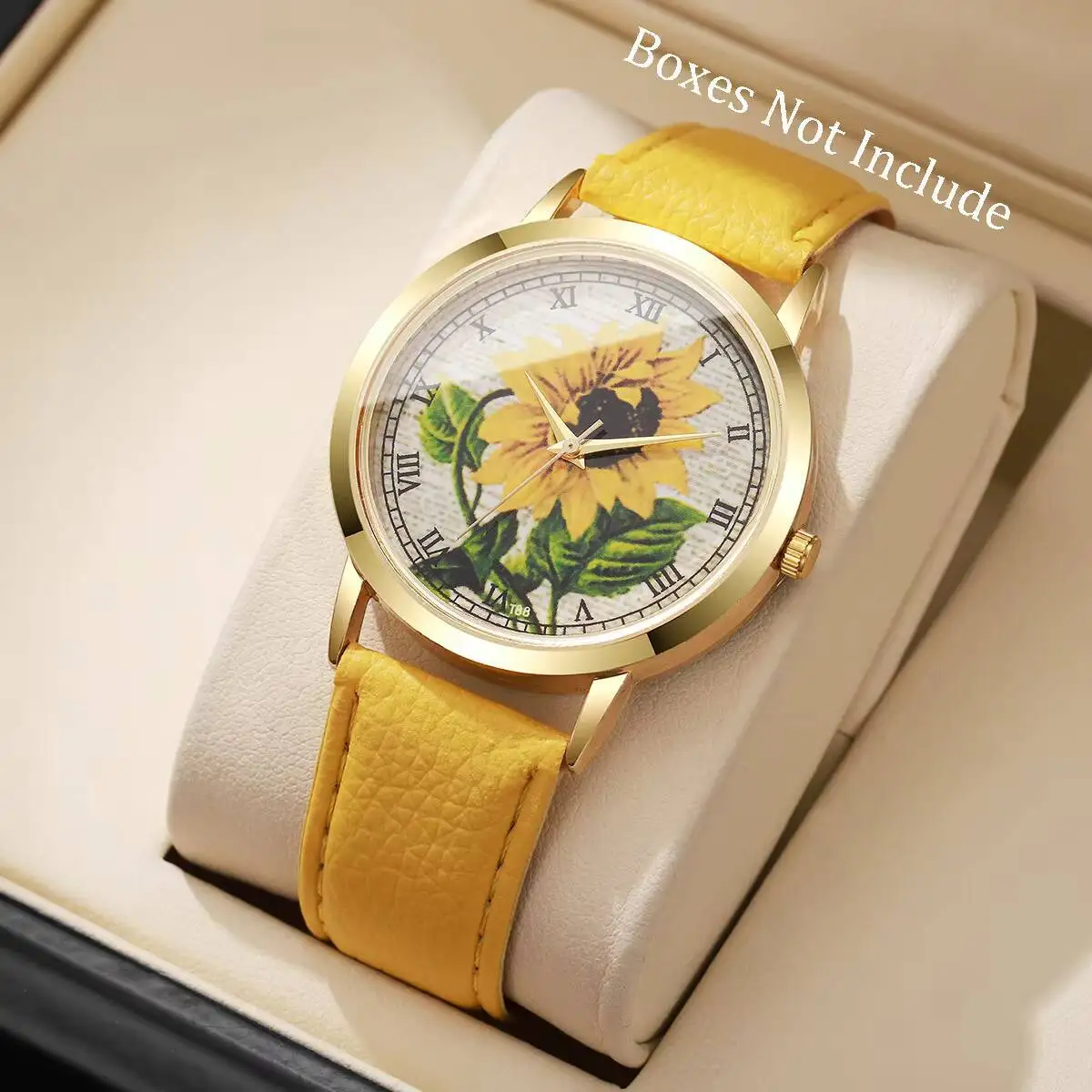 Модные женские часы с цветочным циферблатом, повседневные кварцевые наручные часы с кожаным ремешком, женские часы Reloj Mujer (без коробки)