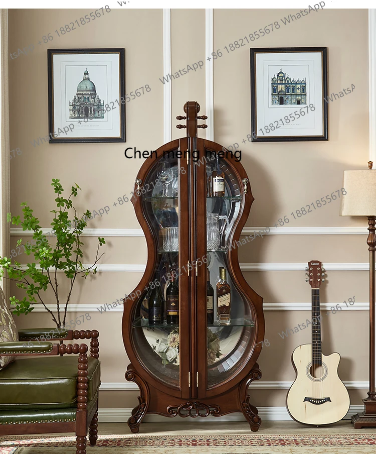 

American solid wood wine cabinet display cabinet art furniture wine locker glass wine cabinet