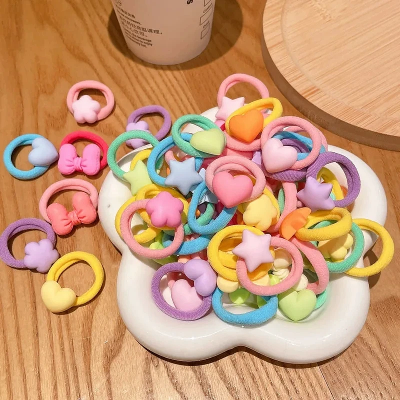 

10Pcs/Set Thumb Ring Cartoon Rubber Bands Cute Animal Star Hair Rope Mickey Elasticity Hair Ring Head Rope Girl Hair Accessories