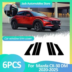 Car Window Cover For Mazda CX 30 CX30 DM 2020~2025 2024 Column Stickers Decal Pillar Posts Black Carbon Fiber Silver Accessories