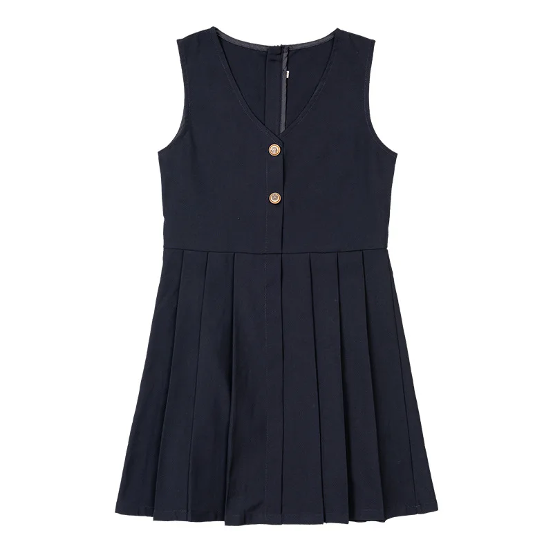 Uniforme escolar japonês para criança, Camisa branca, Vestido Pinafore plissado da Marinha, Colete, Calças, Laço para menina, Conjunto de roupas para menino, Roupa de estudante