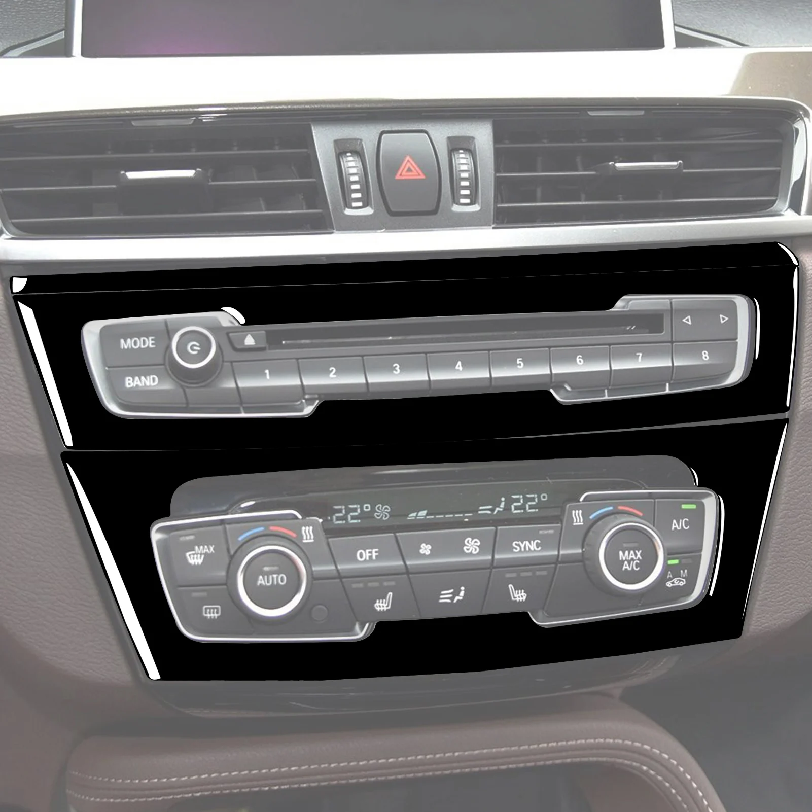 Accessories Piano Black Plastics Car Interior Gear Air Vent Control Panel Sticker For BMW X1 F48 2016-2022 X2 F39 2018-2022 view 3