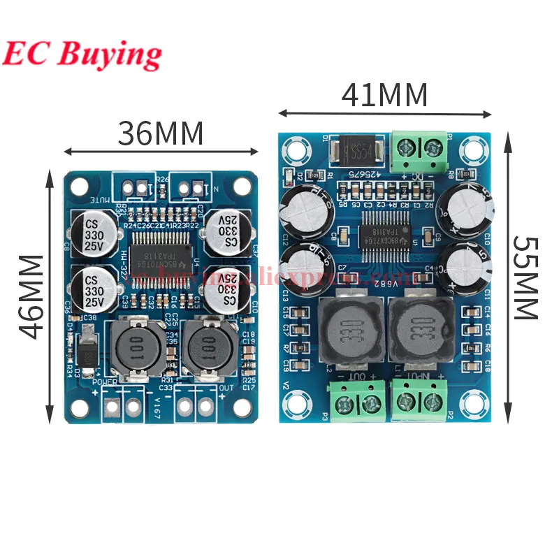 10 szt./1 szt. TPA3118 PBTL 60W Mono Cyfrowy Wzmacniacz Audio Moduł Płytki Wzmacniającej DC 8-24V Dla Arduino Dwukanałowy 2*45W 30W XH-M314 — zdjęcie produktu 6