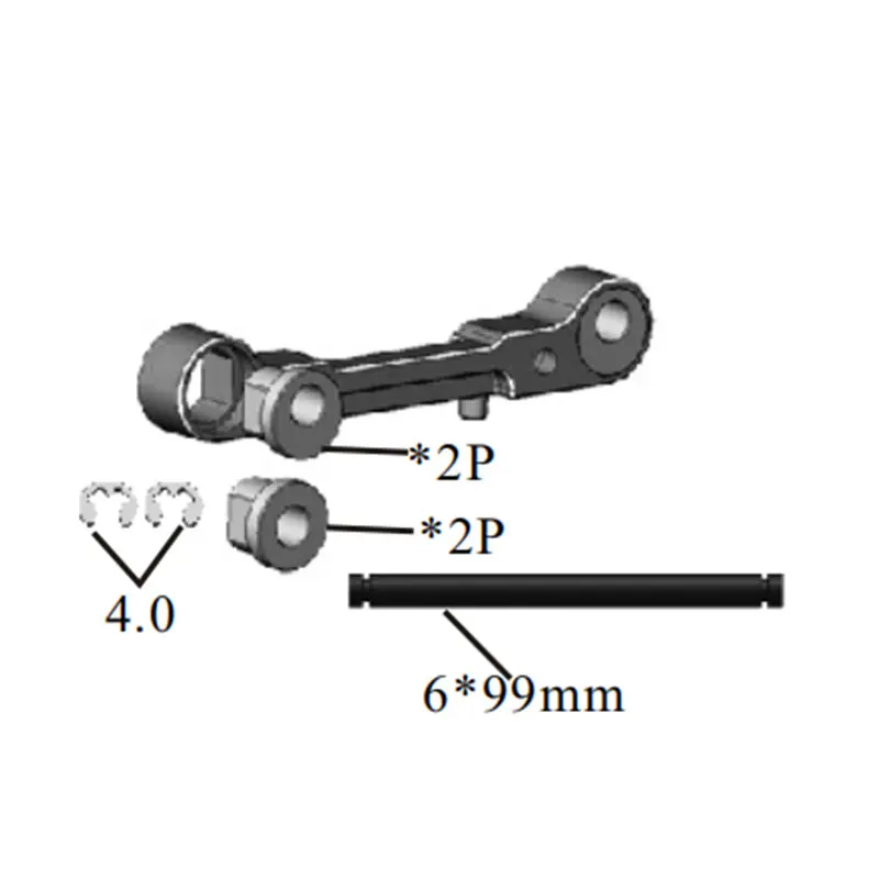 CZĘŚCI ZAMIENNE SAMOCHODOWE HSP RC AKCESORIA 054008   Długi uchwyt Sus.Arm(R) (wewnętrzny otwór skosowy) 1/5 SKELETON CIĘŻARÓWKA GAZU I BAJA 94054