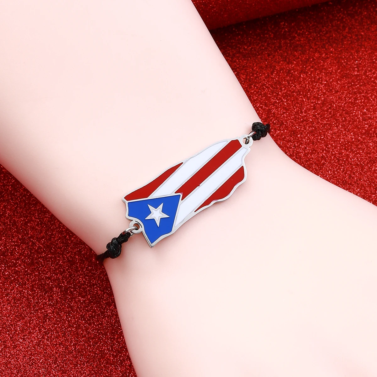 Puerto Rico Map Flag Bracelet Jewelry Stainless Steel PR Puerto Ricans Party Jewelry Gifts