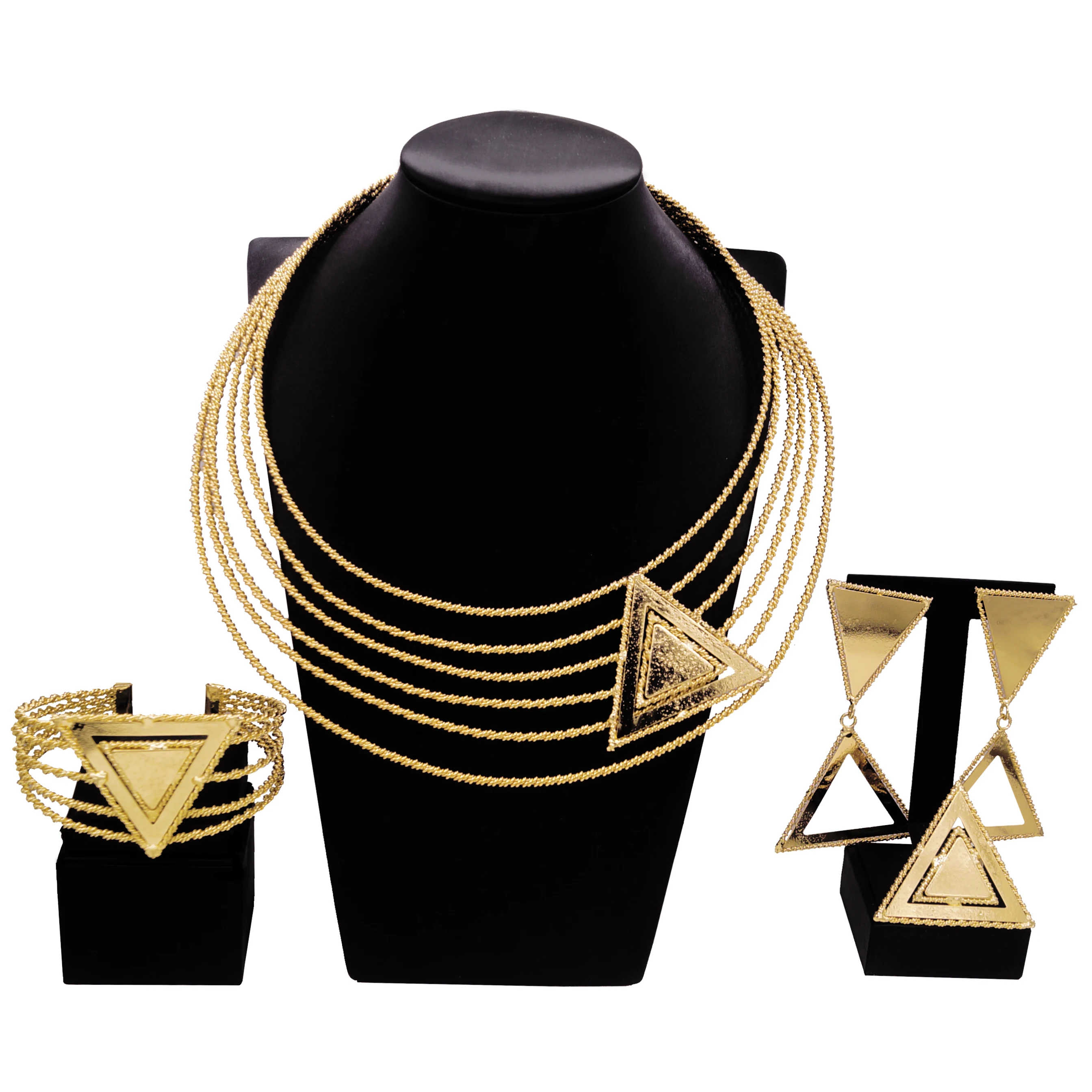 

Yulaili24K gold plated fashion luxury jewelry set Classic hot sale unique design Dubai wedding 4-piece bridesmaid jewelry set