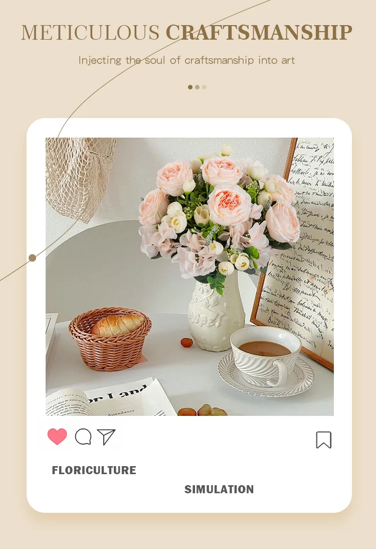 Künstliche Blumen Seiden-Hortensien Pfingstrosen Hochzeitskranz Brautstrauß Valentinstag Heim Zimmer Tisch Outdoor Garten DIY Geschenke Günstig – Detail 4