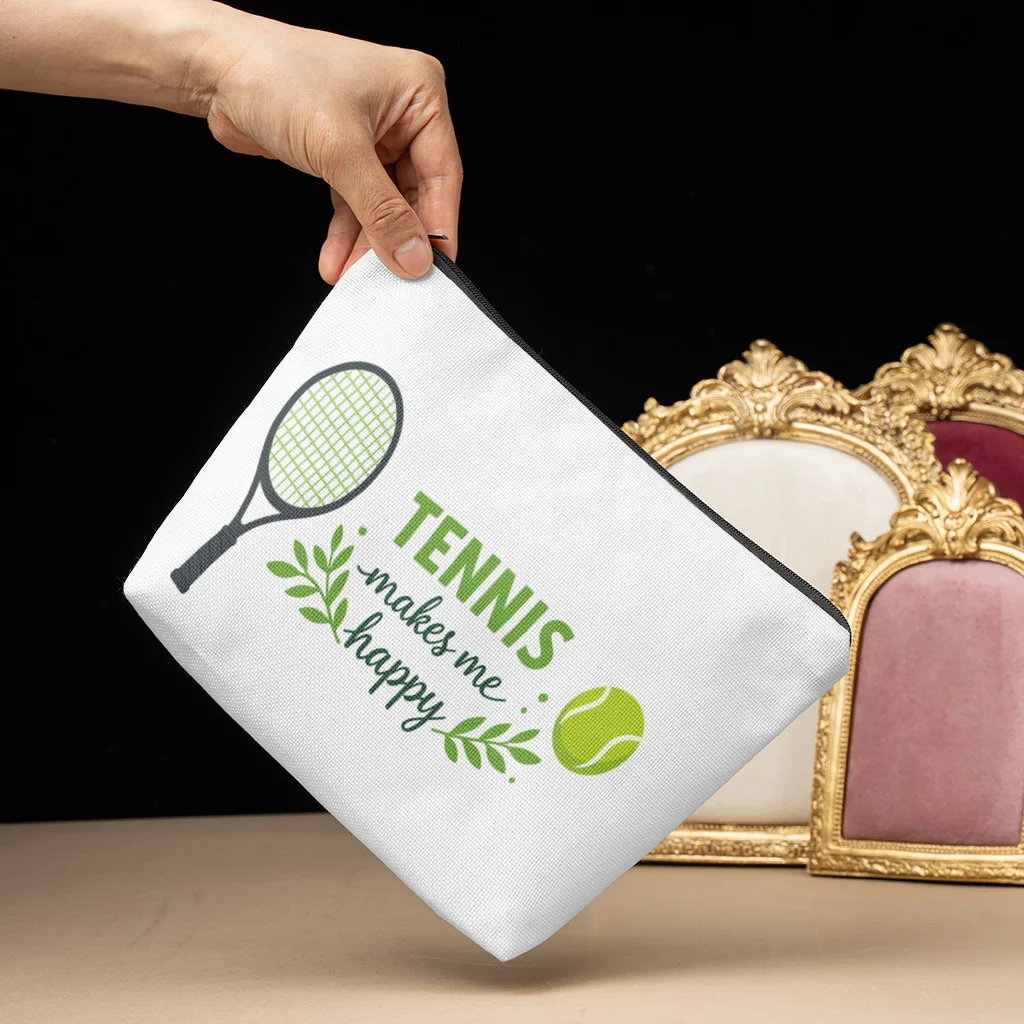 Makeup Bag Tennis Brings Joy Cosmetic Bag with Zipper Closure Large Capacity Toiletry Pouch Wallet Portable Storage Bag