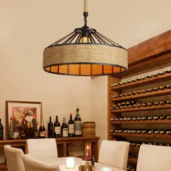 Lampadario Vintage in ferro retrò E27 corda di canapa luci a sospensione ristorante illuminazione industriale lampada a sospensione a Led con cappuccio Decor Torch