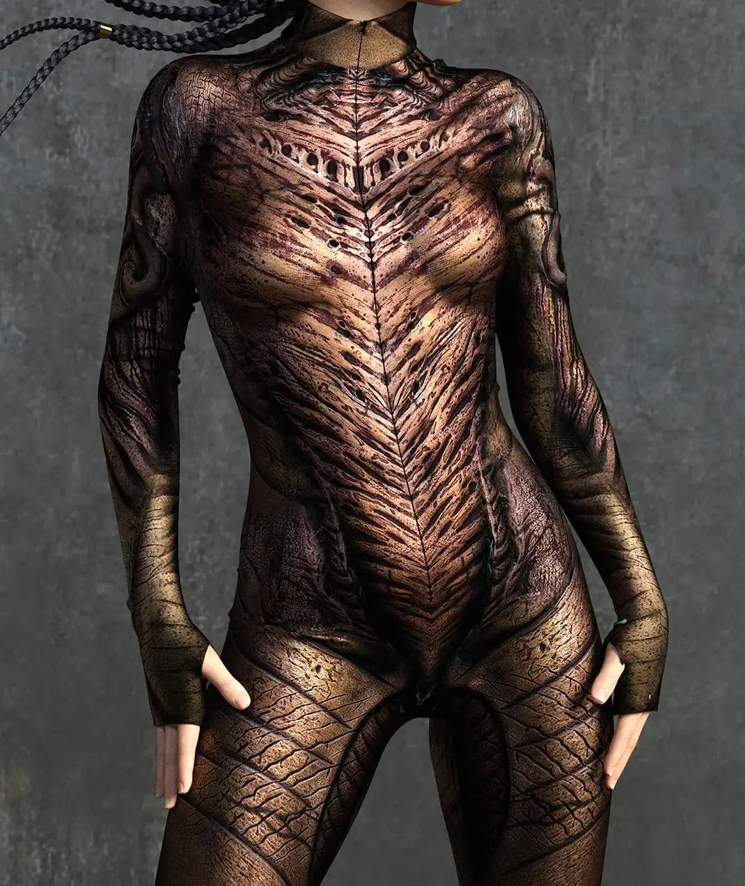 Halloween Anime Horror Spezies Cosplay Jumpsuit Terror Monster Skin Bodysuit Steampunk Party Show Anzug Unisex Rave Zentai – Detail 24