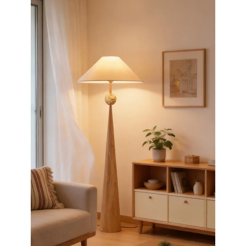 Natural Nordic Modern Solid Wood Floor Lamp Ambient LED Light Living Room Sofa Bedroom Bedside Home