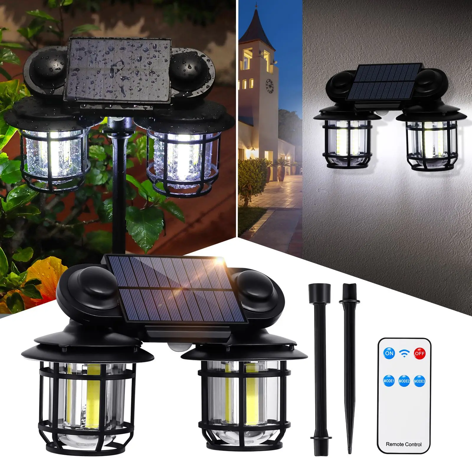 

LED Solar Lantern Motion Sensor Dual Purpose Outdoor Solar Wall Lights Solar Lawn Lights With Remote Control For Yard Patio Soil