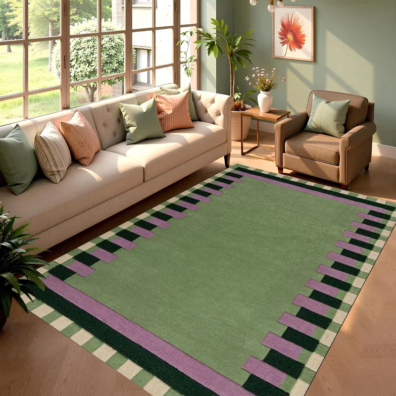 

Ковер с принтом в клетку Моранди, простой ковер с полосатым принтом, ковер для гостиной, спальни, кухни, декоративный коврик