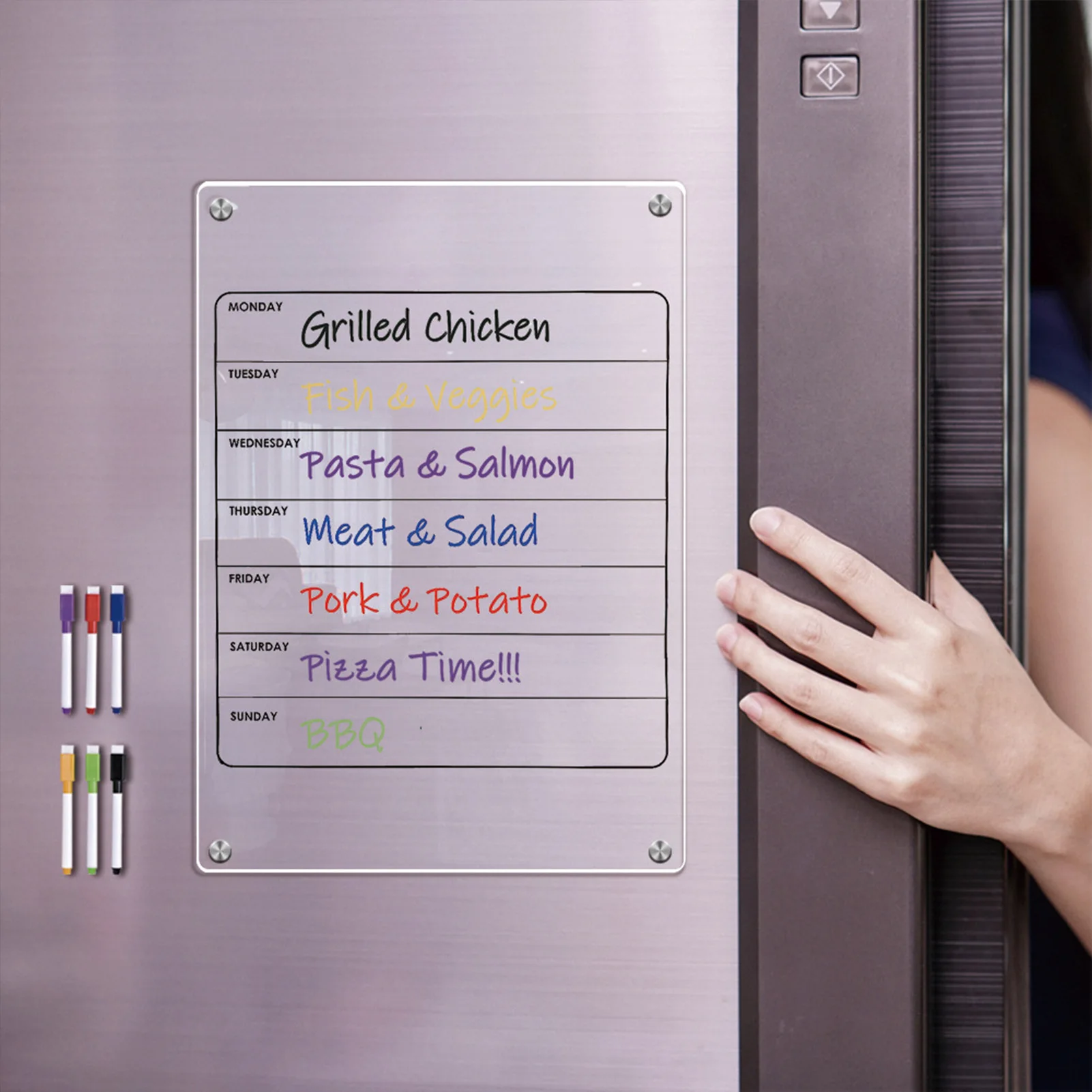 لوحة تقويم ملصق مغناطيسي للثلاجة، نشرة رسم رسائل يومية مرنة مناسبة لتنظيم الحياة اليومية للعائلة