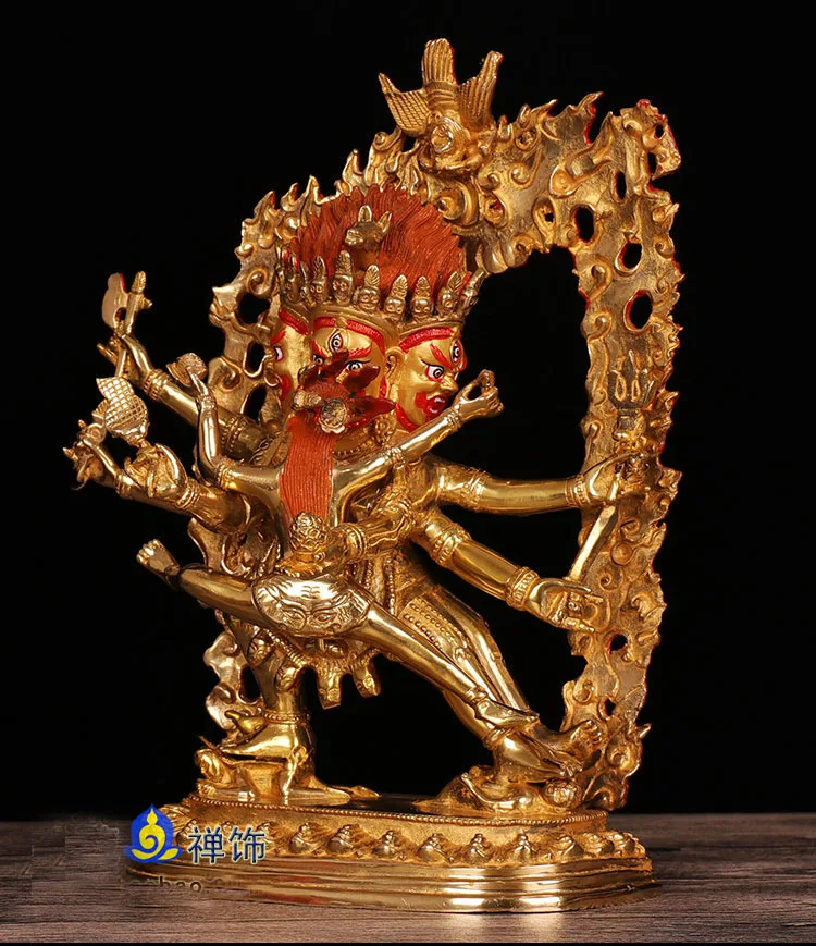 30cm TALL##  home family bless Safety Talisman # efficacious Nepal Gold-plated Hayagriva  Buddha statue