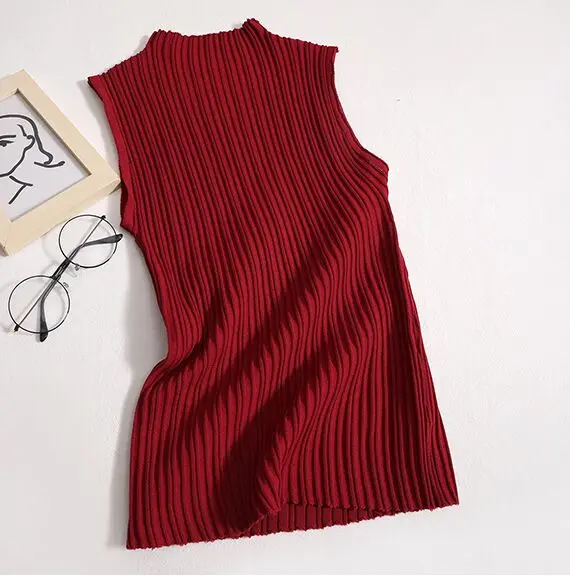 Spring Summer Knitted Simple Tank Female Sleeveless Solid Cropped T shirts Tees Tops For Women