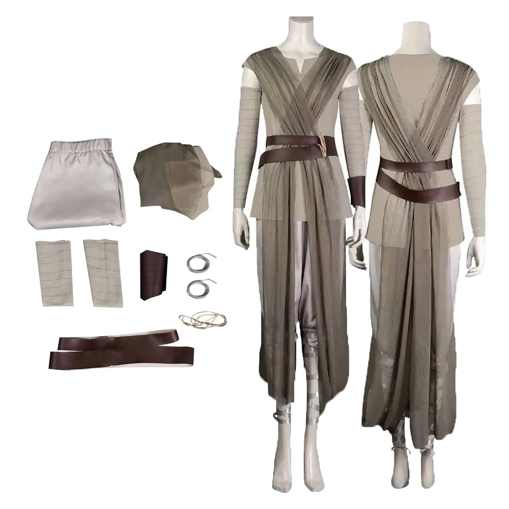 

Movie Space Battle Cos Rey Cosplay Costume Outfit Fight Uniform Accessory For Adult Girls Roleplay Halloween Carnival Party Suit