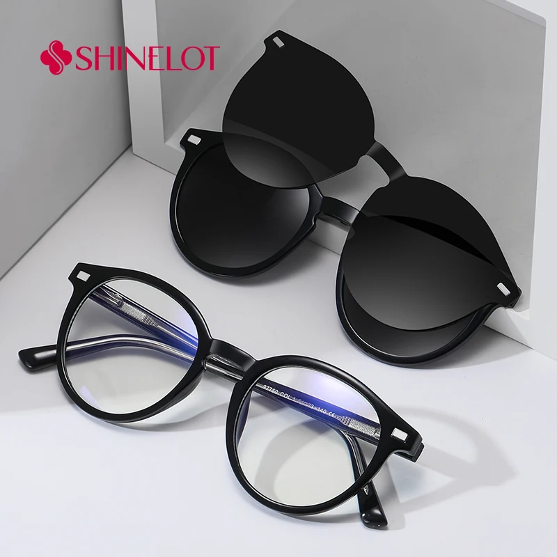 

97750 Three Layers Clip on Sunglasses Polarization Magnetic Optical Sun Glasses UV400 Oval Female Shades Outdoor Glasses