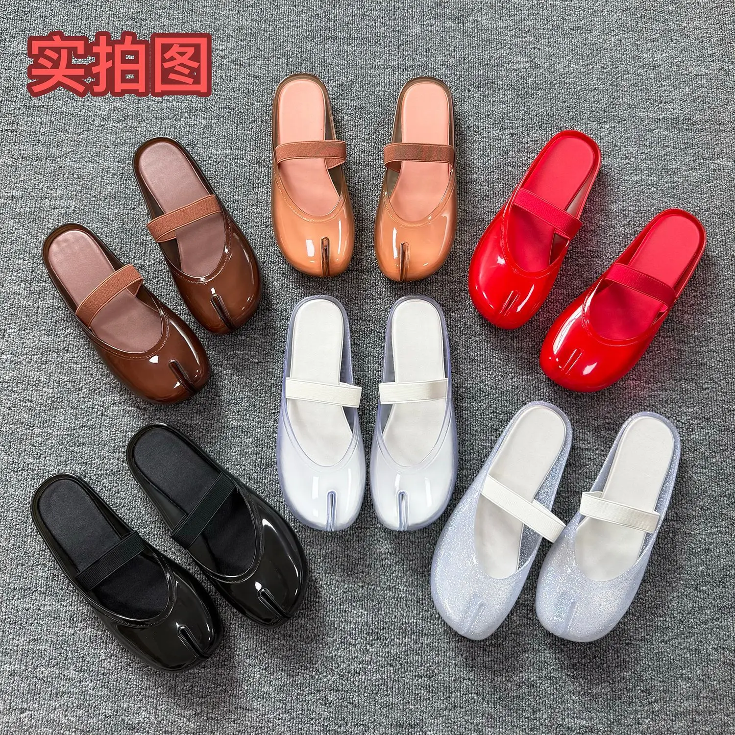 2027 Minimalist Fashion Women's New Semi Slipper Sandals with Clip on Feet Split Toe Crystal Shoes Cool Toe Jelly Slippers