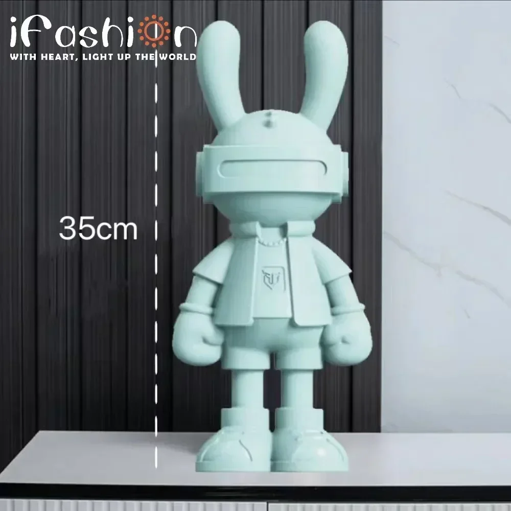 Trendy Decorations 35cm Rabbit Figurine Statue Cartoon Ornaments Sculpture  Desktop Cute Home Interior Decor Bedroom Gift Boy