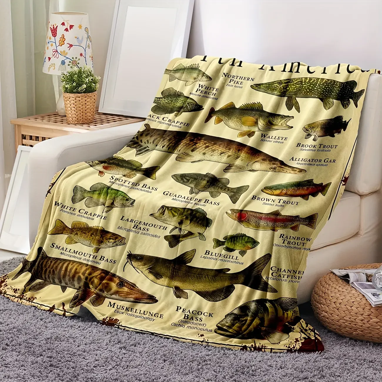 Customize Fish pattern blanket soft and comfortable flannel blanket school dormitory office lunch break blanket warm and comfort
