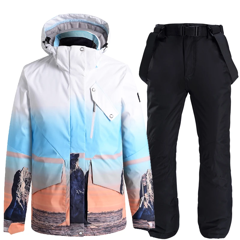 Conjuntos de traje de ropa de nieve para hombres y mujeres, traje de Snowboard, ropa de esquí de momento perfecto, chaqueta y pantalón de esquí, traje deportivo de Snowboard Unsex