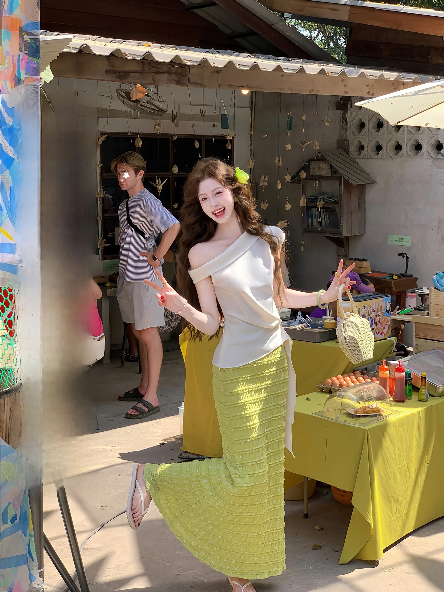 

Женская эластичная юбка-миди с цветочным принтом и эффектом «рыбий хвост» на весну 2026 года, модель «Лимонный цветок»