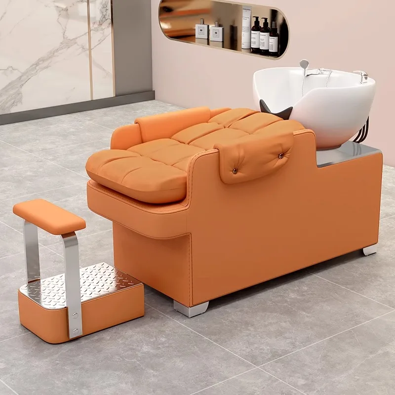 Yicheng Beauty Hot Selling Modern Design Semi-Reclining Shampoo Bed with Ceramic Basin for Hair Salon Gym Bedroom China Supplier