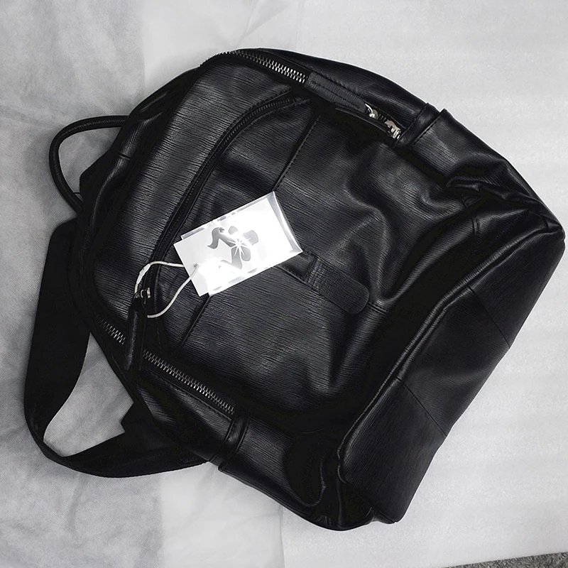 Leather Men's Backpack Waterproof Backpack Business Computer Bag Leisure Travel Backpack High School Student Backpack