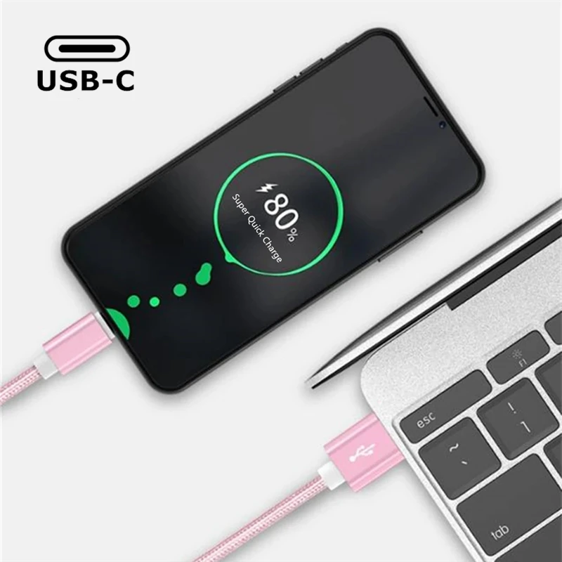 Type C USB Fast Charging Cable for Samsung S23 A55 A35 Xiaomi Redmi Note 13 POCO X5 Huawei Nova 11 Realme iQOO Braided Cable 3m