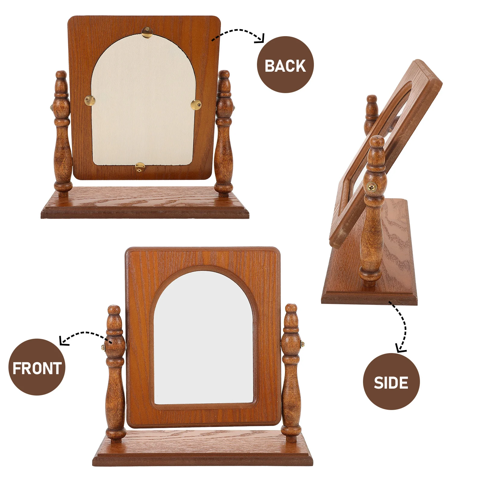 Espelho de maquiagem francês vintage moldura de madeira espelho de mesa para o quarto banheiro desktop decorativo vaidade aliciamento ferramenta